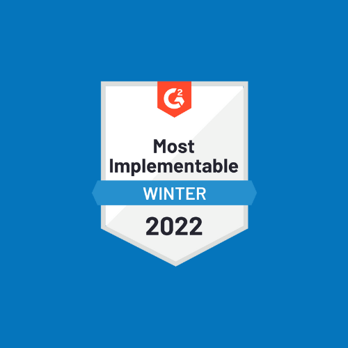 G2 Most Implementable Winter, Recruiting Software, 2022