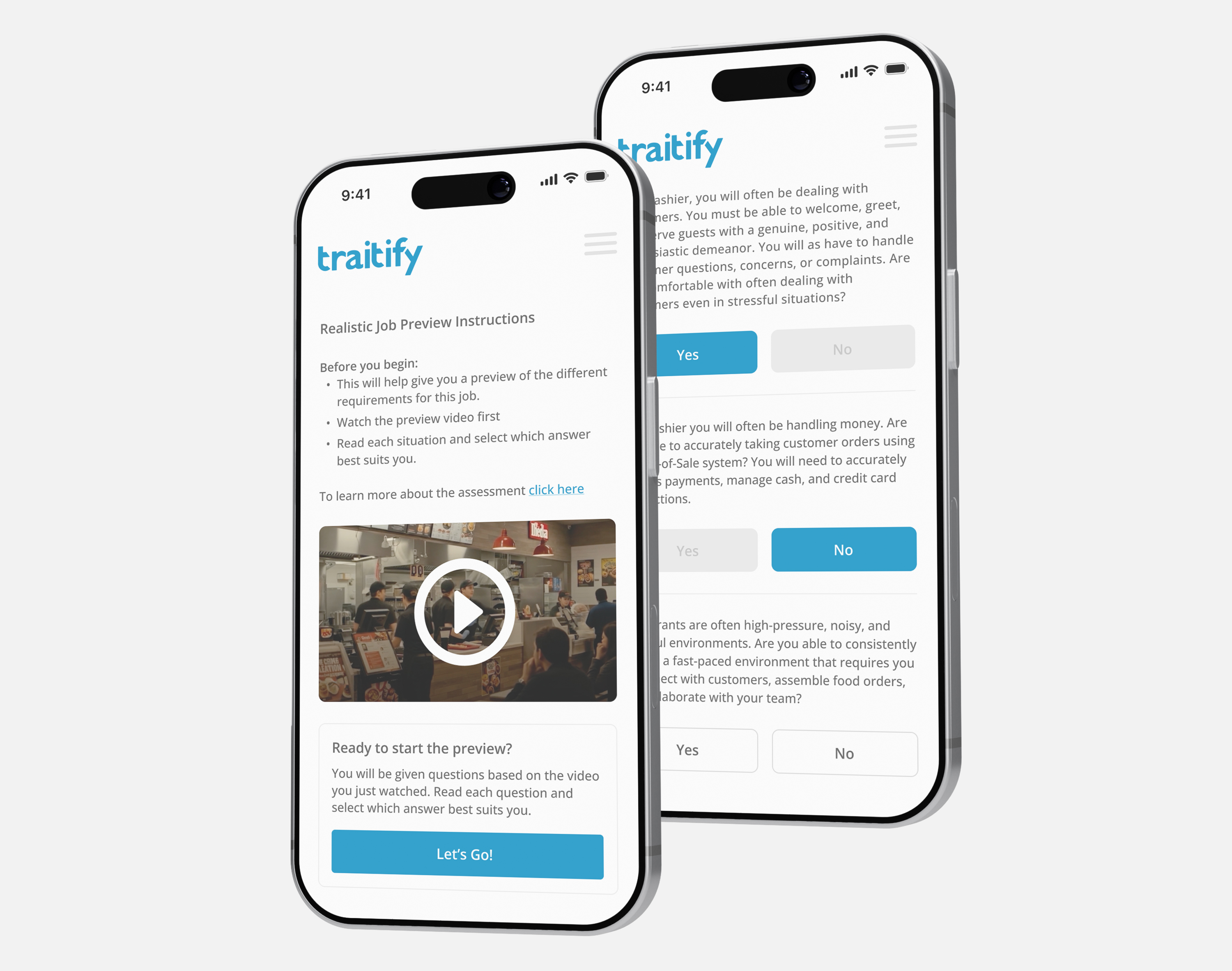 Traitify Sample Questions Realistic Job Previews | Traitify by Crosschq